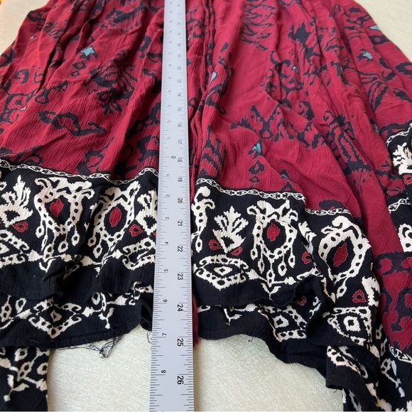 Lola Red and Black Asymmetrical Maxi Skirt Boho - Picture 6 of 8